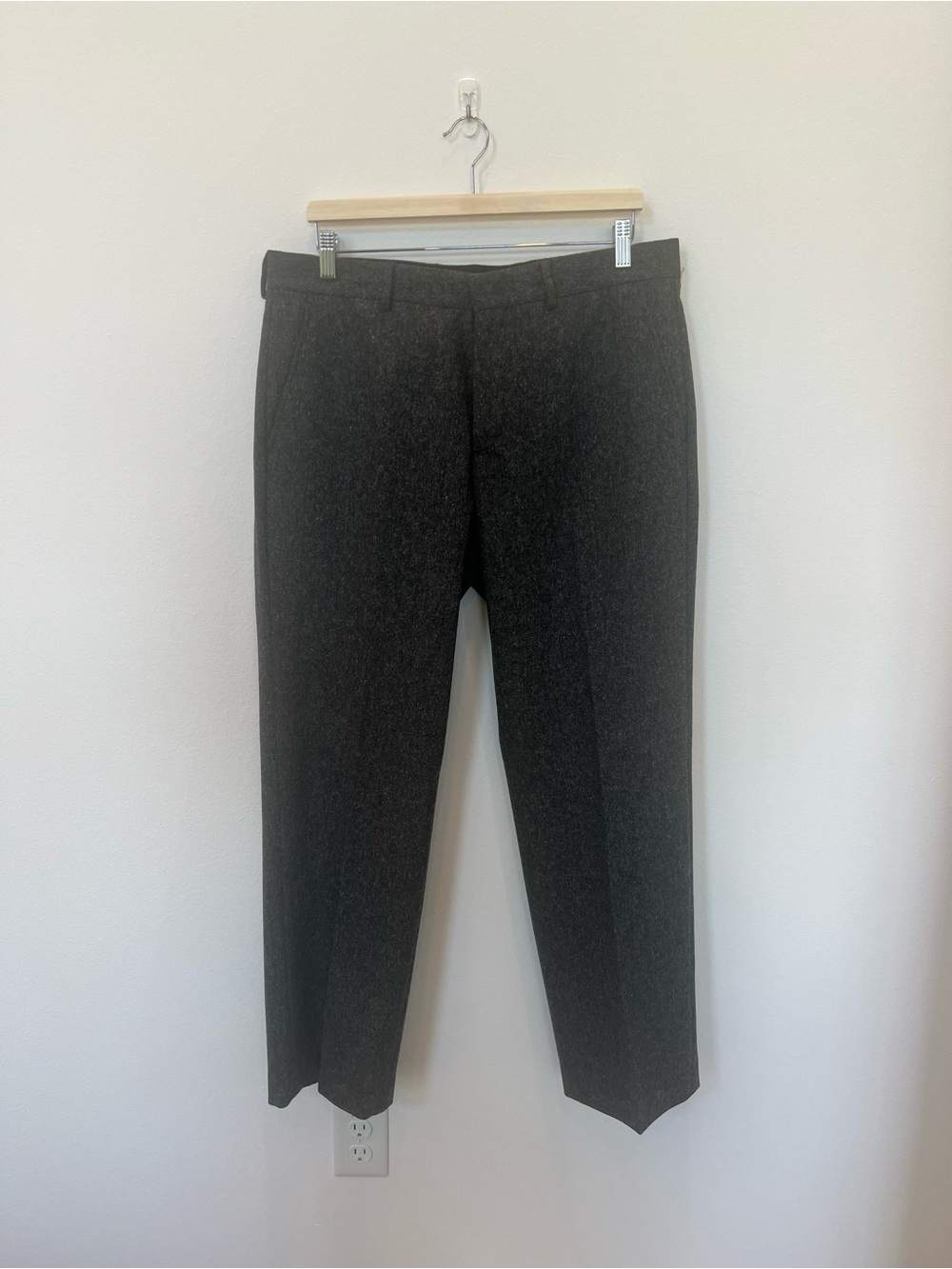 Men’s Express Design Studio Charcoal Wool Blend Tweed Producer Pants - 34x30